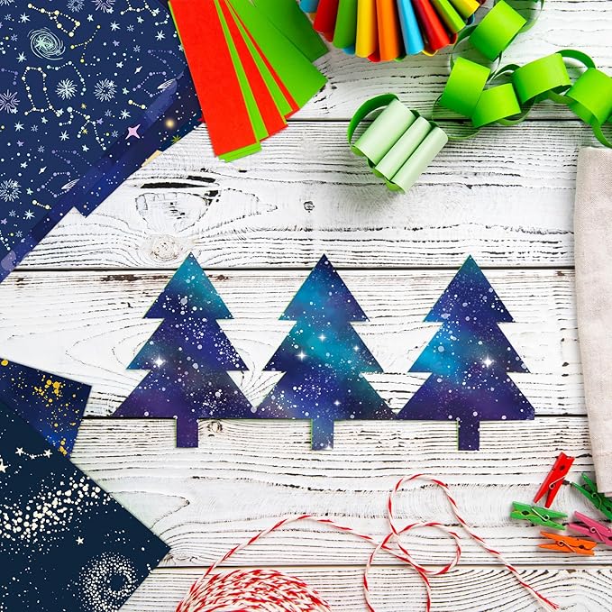 12 Sheets Universe Space Galaxy Scrapbook Paper,Vintage Starry Sky Scrapbooking Paper Pad,Journaling Scrapbooking Supplies,Cardstock Decorative Craft Paper