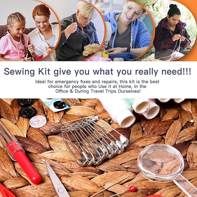 FREFTA Sewing Kit for Adults Beginner and Professionals, Home, Travel Sewing Kit with Sewing Pins and Needles,Seam Rippers,Thread,Threaders for Hand Sewing with Scissor and Accessories (N - 41)