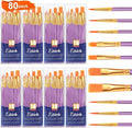 ESRICH Acrylic Paint Brushes Set, 8 Packs/80 Pcs, Nylon Brush Head, Suitable for Acrylic, Oil, Watercolor, Rock Body Face Nail Art,Perfect Suit of Art Painting(Purple)