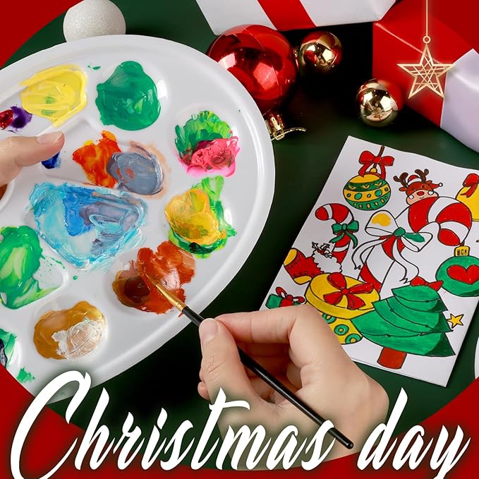 FANDAMEI 20 PCS Oval Paint Tray Palettes, Plastic Paint Tray Palette, Paint Palette Paint Pallets with Thumb Hole, Paint Holder Tray for Kids, Paint Trays for Kids, Paint Trays for Acrylic Paint