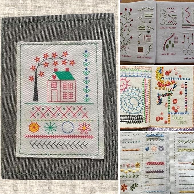 AEEHFENG 2026 Upgraded Embroidery Stitch Book Kit, Advanced Embroidery Book Kit, DIY Embroidery Stitch Bo-ok kit with Multiple Sewing Kit, 108 Pattern for DIY and Sew Enthusiast (1 Pack)