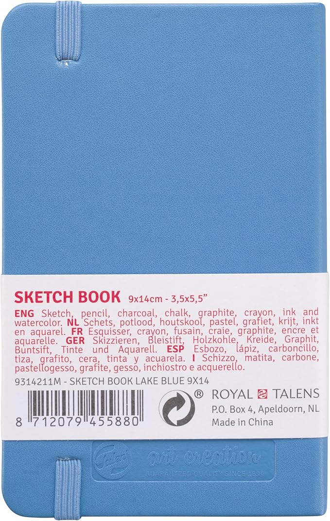Talens Art Creation Paper - Lake Blue Sketchbook - 9 x 14 cm - 140 g/m² - 80 Sheets - Ideal for Drawing & Journaling