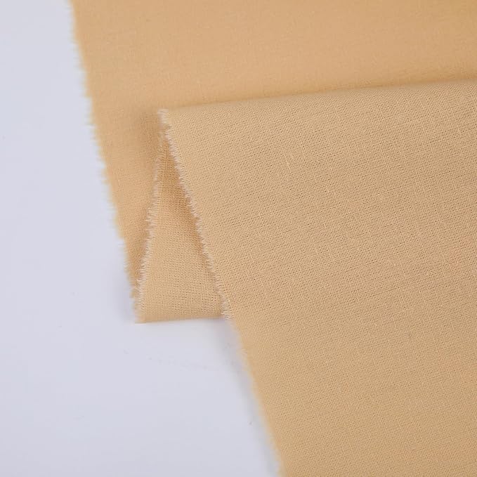 Cotton Fabric Natural Cotton Poplin Fabric by The Yard 100% Cotton, 59 Inches Wide Soft Embroidery Fabric Material for Quilting, Sewing, Crafts, Binding, Backing and Lining (Beige, 5 Yard)