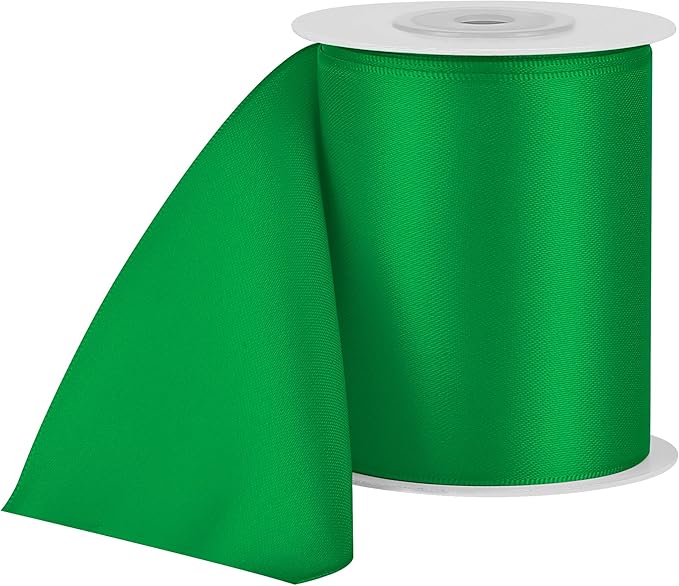LIUYAXI Green Double Face Satin Ribbon,3" X Continuous 10 Yards,Ribbons Perfect for Chair Sash Wedding Bouquet Sewing Party Decoration Bows Making