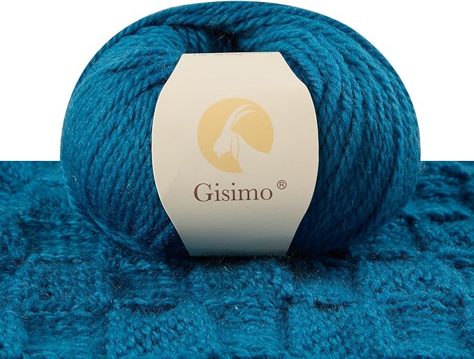 100% Merino Wool Yarn 3-Ply Luxurious and Soft Yarn for Hand Knitting & Crocheting (Jazz Blue,1Ball)