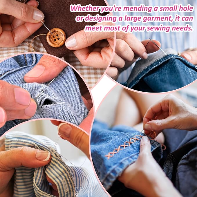 Wavwavw 12 Pcs Mini Travel Sewing Kit Small Sewing Kit Beginner DIY Supplies Needle and Thread with Scissors Hand Needles Threader for Beginner Traveler Hotel Charity Homeless