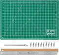 WA Portman 12x18 Inch Self Healing Cutting Mats for Crafts – Fabric Cutting Mat with Precision Craft Knife, 10 Hobby Knife Blades & Metal Ruler 18 Inch Cork Backed Ruler – All-in-One Craft Kit