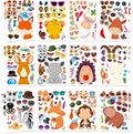 48 PCS Make a Face Stickers Sheets for Kids, Make Your Own Animal Mix and Match Stickers Sheets, Cute Animal Sticker for Birthday Party Favors Supplies Teacher Reward