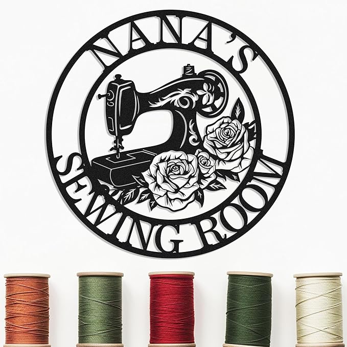 Personalized Metal Quilting Sign, Custom Sewing Machine Sign, Sewing Room Decor, Sewing Sign, She Shed Craft Room Decor, Personalized Sewing Gifts for Women, Gift for Mother Grandma