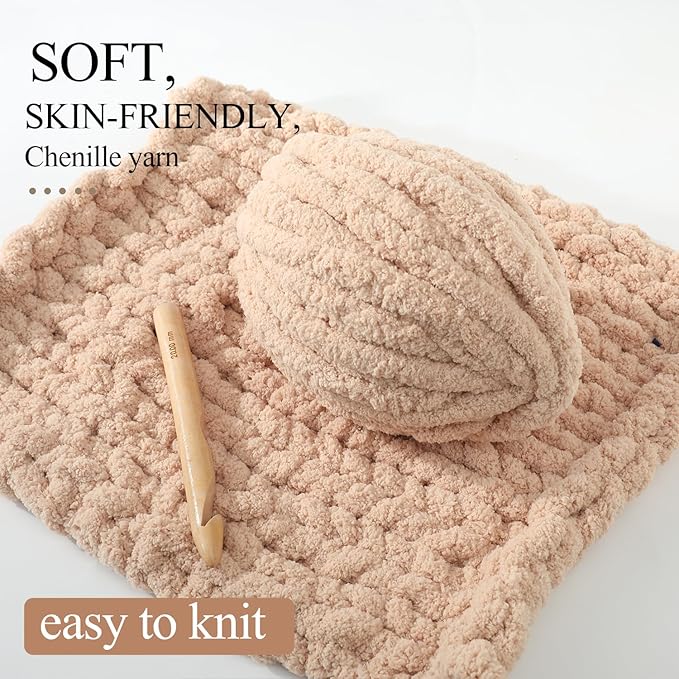 Chunky Yarn for Hand Knitting, No7 Thick Yarn, 250Grams 32Yards, Pack of 4, Perfect for Knitters and Crafters (Milk Tea Color)
