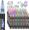 Outline Shimmer Markers, Christmas Stocking Stuffers for Tween Teen Girls Gifts Trendy Stuff, 48 Glitter Metallic Gel Pens Coloring, Arts Crafts Supplies Kits for Kids Boys Ages 4, 6, 8, 10, 12