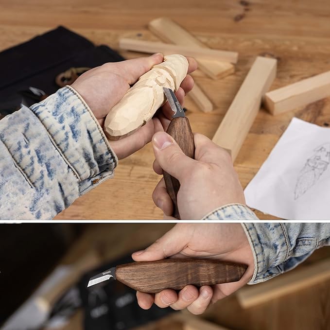 Hutsuls S.06 Wood Carving Knives Kit - Carver’s Choice Whittling Knives for Precision Work, Complete Beginners Whittling Wood Carving Knife Set, Master Craft Wood Whittling Kit for Beginners Kids