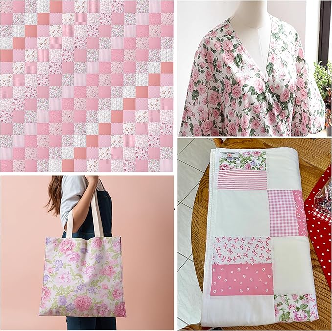 14pcs Pink Cotton Quilting Fat Quarters Fabric Bundles 18x22 inch - for Quilting, Sewing, Patchwork, and DIY Crafts – Pink