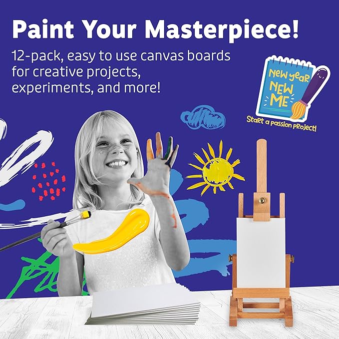 Artlicious Small Canvases for Painting - Pack of 12, 4 x 6 Inch Blank White Canvas Boards - 100% Cotton Art Panels Mini Canvas Bulk for Oil, Acrylic & Watercolor Small Canvas for Painting