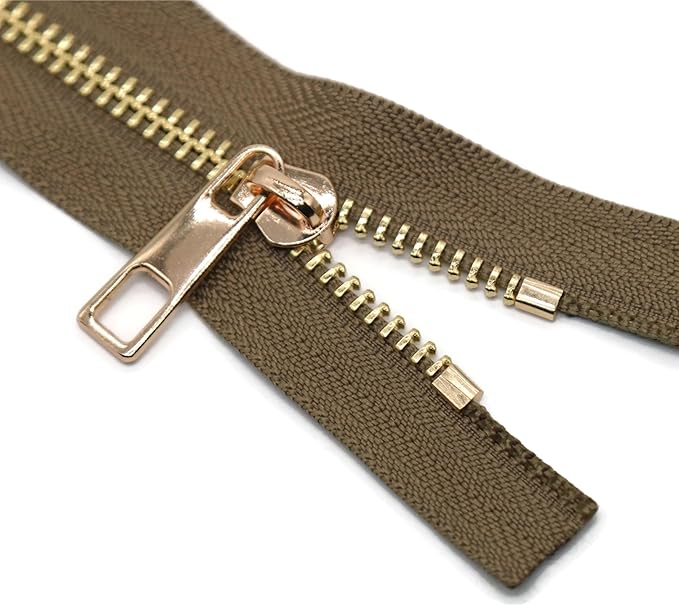 #5 Gold Metal Zipper - 50+ Colors - 3 PCS - (4-14 inches) Sizes - Luxury Lightweight Handcraft Metal Zippers with pulls for Purses Bags Pockets Shoes Sewing & Crafts DIY ZP02486