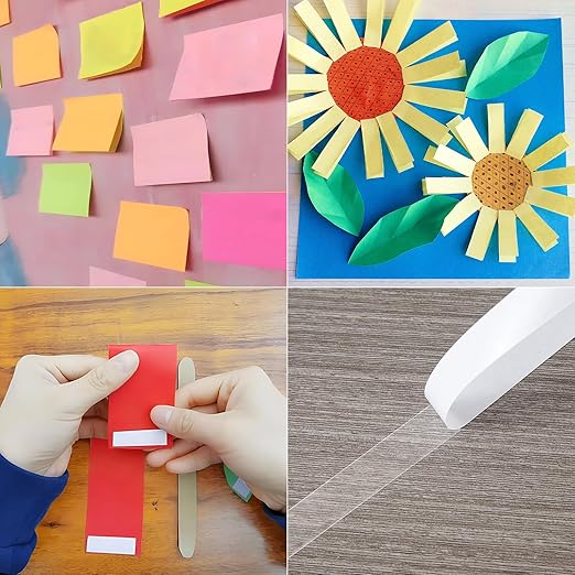1/2" 2 Rolls Double Sided Adhesive Sticky Tape for Arts, DIY, Card Making, Crafts, Photography, Scrapbooking, Gift Wrapping, Office School Stationery Supplies, Home Supplies (Width: 12mm)