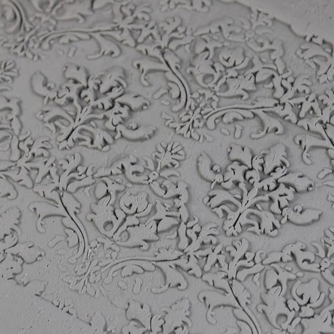 Victorian Damask Clay Texture Roller (4") - Seamless Set #01 - Embossing Pattern Roller for Polymer & Ceramic Clay, Pottery & Crafts