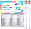 72 Colors Acrylic Paint Markers, Water Based Acrylic Paint Pens Set with Brush Tip for Wood, Glass, Paper, Stone, Egg, Rock Painting and DIY Crafts