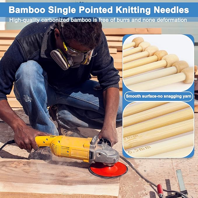 Coopay Knitting Kit for Beginners 71pcs | 2mm-10mm Single Pointed Knitting Needles Set | Bamboo Knitting Set with Yarn | Straight Knitting Needles, Storage Case, Knitting Accessories, Knitters Gifts