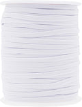Mandala Crafts 3mm 50 Yds Roll of White Elastic Bands for Sewing - 1/8 Flat Elastics Cord - 1 8 Inch Braided Stretch Straps for Crafting