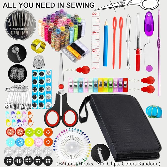 ZYNYXY 202 PCS Sewing kit, 43 Sewing Thread Spools with Needles, Scissors, Sew Accessories, DIY Sewing Supplies Gift for Beginner and Professional for Worker