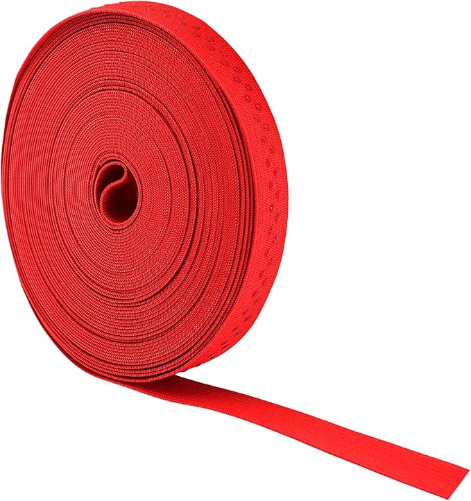Mandala Crafts 0.5 Inch Elastic Silicone Gripper Tape for Clothing - 10 Yds Dotted Non Slip Elastic Band for Sewing - Red Silicone Flat Fabric Stretchy Ribbon Straps