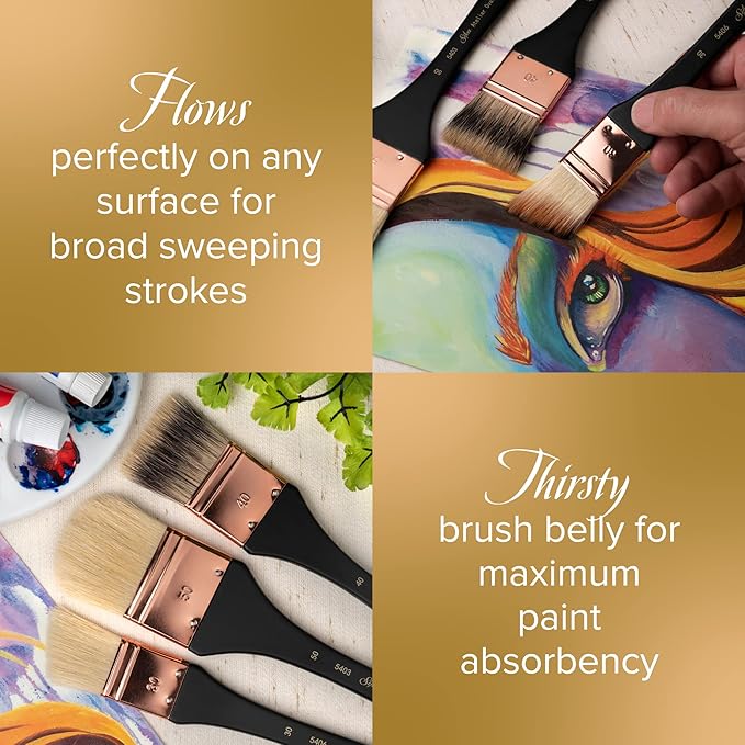 Silver Brush Limited 5401-30 Silver Atelier Flat Mottler Paintbrush for Oil, Acrylic, Watercolor, Gesso and Grounds, Varnish and Top Coat, Size 30, Xtra Long Handle