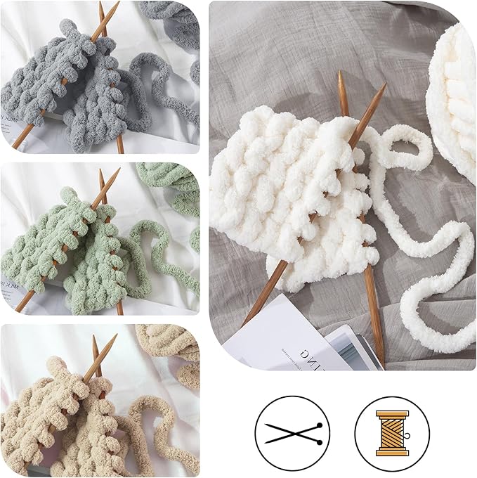 HOMBYS 8 Pack Assorted Chunky Yarn for Crocheting,Super Bulky Large Soft Fluffy Yarn,Plush Fuzzy Yarn,Thick Chenille Yarn for Hand Knitting/Arm Knitting (27yds,8 oz Each Skein)