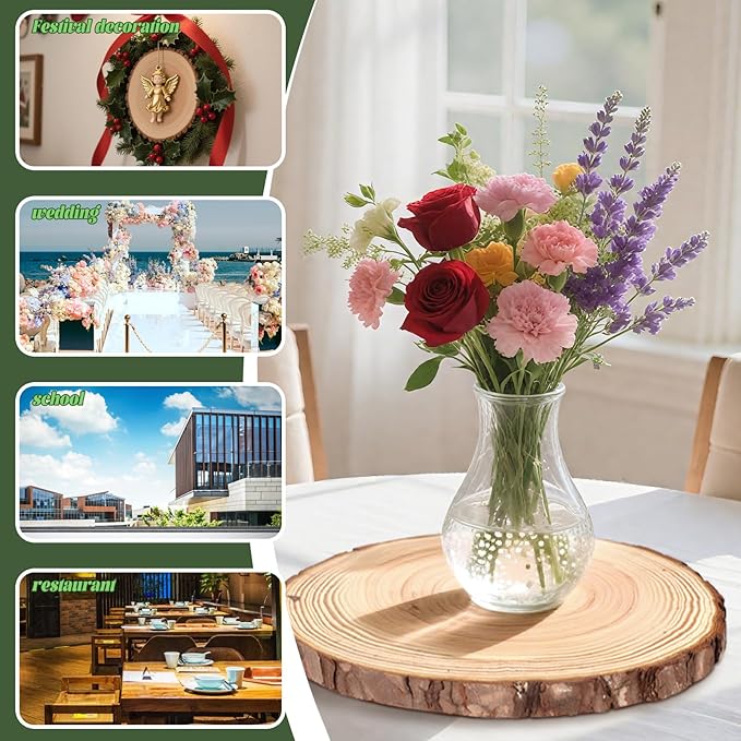 FSWCCK 2 Pack Nature Unfinished Round Wood Slices, 9-11 Inches Wooden Circle, Large Wood Slabs for Weddings Centerpieces Decor and DIY Painting Crafts (9"-11")