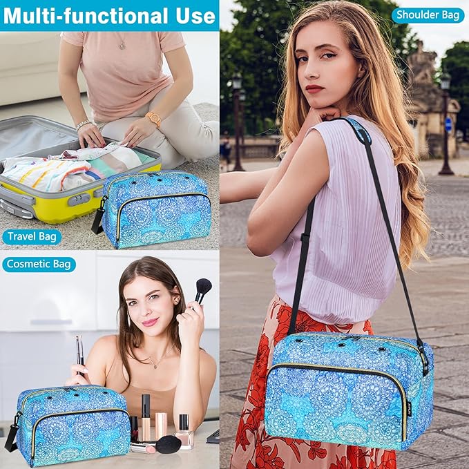 IBFUN Crochet Yarn Knitting Bag 2 Pcs Yarn Storage Organizer Crocheting Bags for Beginners with Shoulder Strap for Knit Accessories Needles Hooks