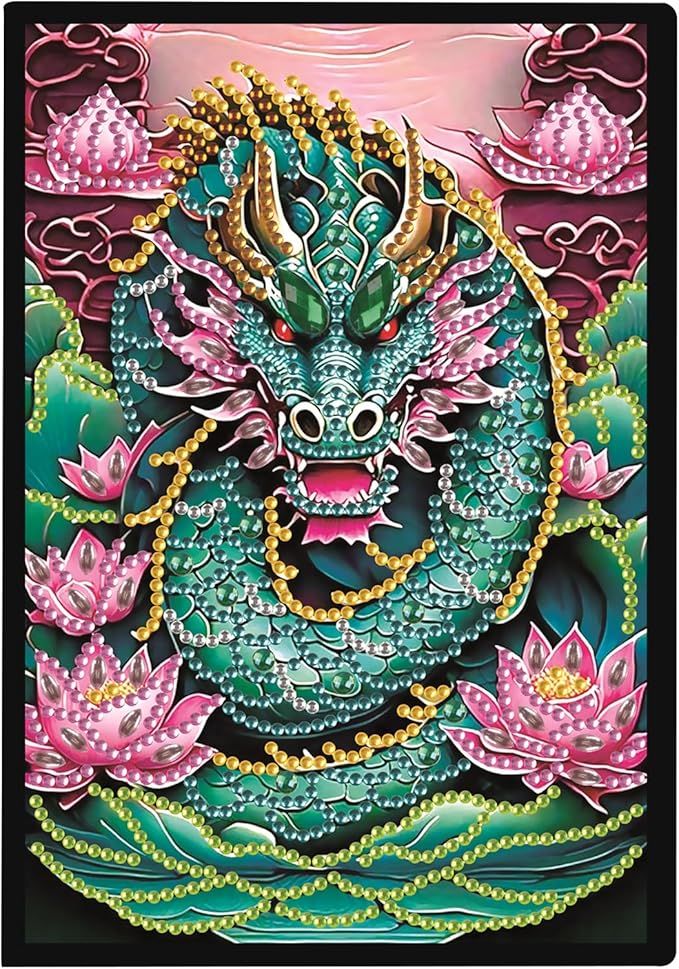 DIY Diamond Painting Notebook Kit, Theme of Fantasy Animals, Special Shaped Diamond Art Notebook Journal Sketchbook for Writing & Drawing
