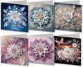 MaiYiYi 6 Pack DIY Lotus Flower Diamond Painting Greeting Cards Kit Flower Butterfly Diamond Painting Cards Mandala Flowers Diamond Art Greeting Cards for Family Friends Holiday Birthday