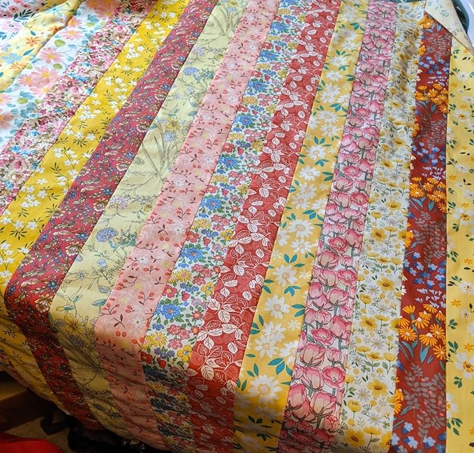 Jelly Roll Fabric 100% Cotton Quilting Fabric, 40 Pre-Cut Strips (2.5 x 44 Inch) for Quilting and Sewing - 20 Assorted Floral Prints - Fiery Heart