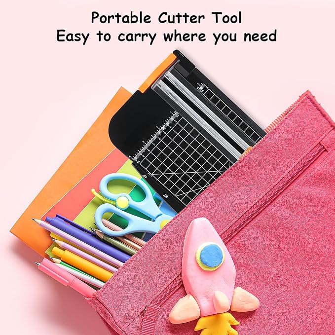 A4 Paper Cutter 12 Inch Paper Trimmer Scrapbook Supplies Tool for Craft Paper, Photo, Cardstock with Security Safeguard and Foldable Ruler（Black）