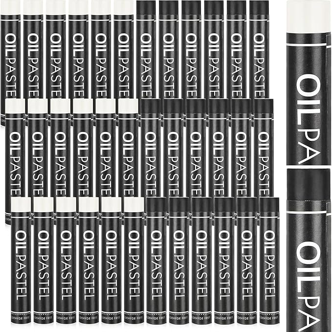 Geyoga 36 Pcs Soft Oil Pastels Bulk Artists Oil Crayons Single Color Creamy Pastels for Art Painting Drawing Blending for Artists(Black, White)