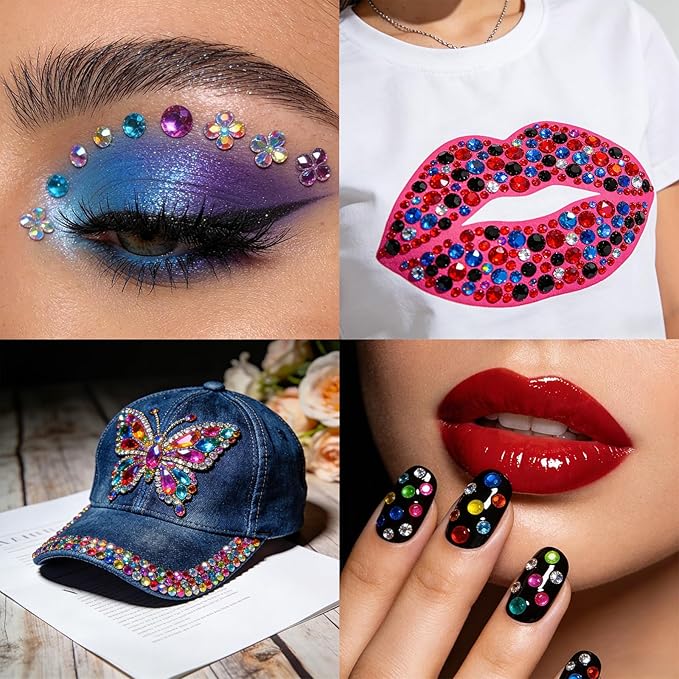 3200pcs Gems for Crafting, Sticker Jewels for Crafts, 12 Sheet Self Adhesive Gems & Rhinestone Adhesive, Acrylic Craft Jewels, Sticky Gems, Gem Stickers for Kids, Face Jewels & Craft Stickers