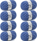 Chunky Yarn for Hand Knitting - #10 Chunky Chenille Yarn, Jumbo Big Thick Chunky Yarns for Crocheting, Super Bulky Chunky Knit Blanket Yarns, 8 Skein (25 yds 8 oz Each Skein), Country Blue