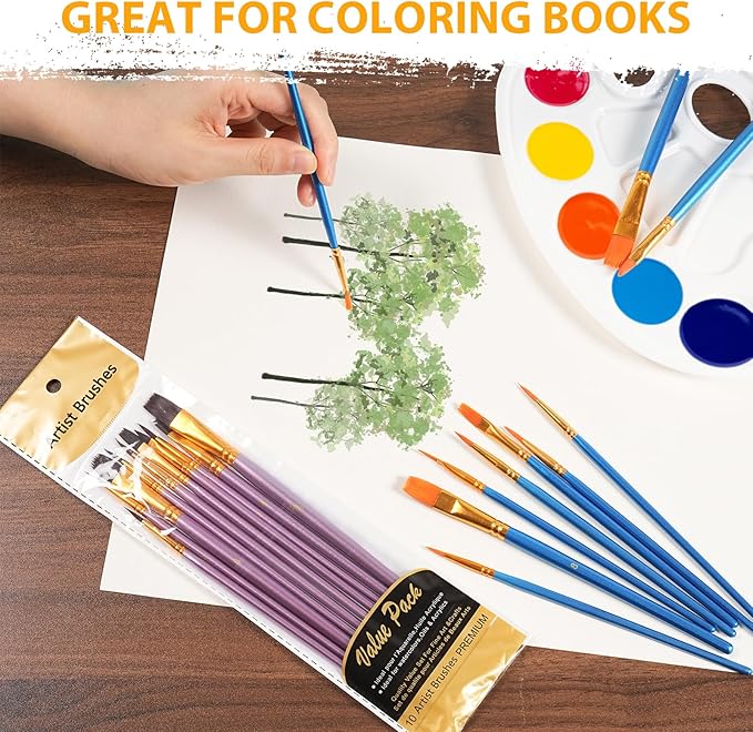 72 Pcs Painting Brush Palette Set, 60 Pcs Paint Brushes with 12 Pcs Palettes to Create Art Paint Oil Watercolor