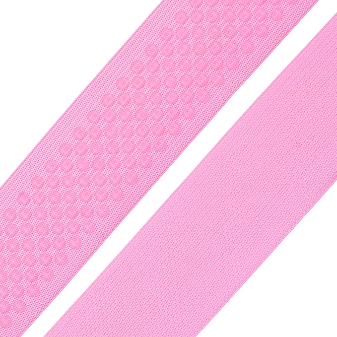 Mandala Crafts 1.5 Inch Elastic Silicone Gripper Tape for Clothing - 10 Yds Dotted Non Slip Elastic Band for Sewing - Pink Silicone Flat Fabric Stretchy Ribbon Straps