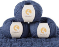 100% Merino Wool Yarn, 3-Ply Luxurious and Soft Yarn for Hand Knitting & Crocheting (Navy Blue, 3Balls)