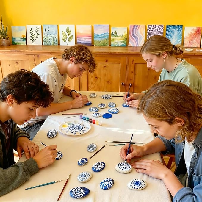 Simetufy 150 Pcs River Rocks for Painting, 2"-3" Painting Rocks, Flat & Smooth Stones Bulk to Paint, Natural Crafts & Art for Kids Adults