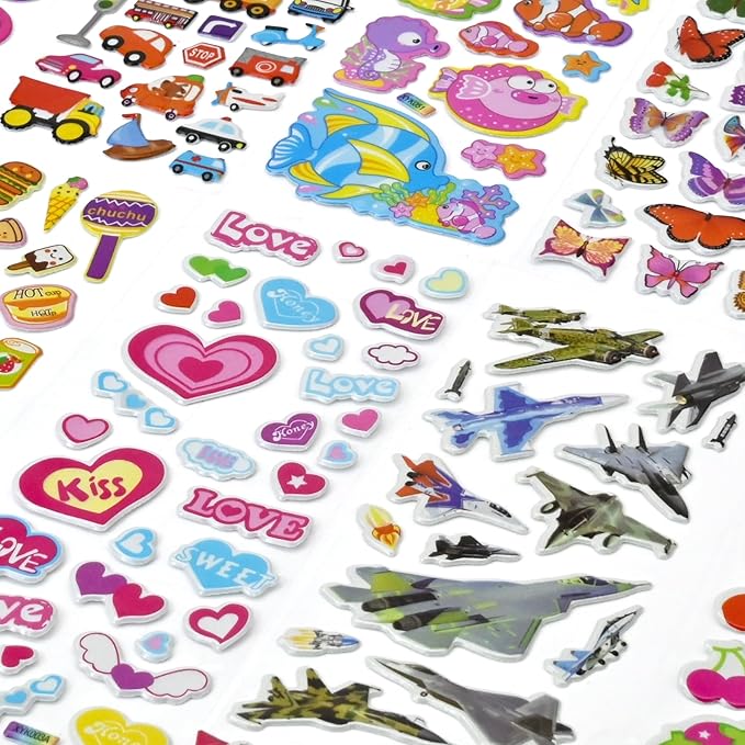 696 PCS 3D Puffy Stickers for Kids – 28 Sheets of Reusable Foam Designs with Animals, Dinosaurs, Sports, Vehicles & More, Waterproof Decorations for Toddler Crafts, Scrapbooks & Classroom Rewards