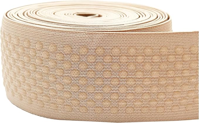Mandala Crafts 2 Inch Elastic Silicone Gripper Tape for Clothing - 5 Yds Dotted Non Slip Elastic Band for Sewing - Nude Silicone Flat Fabric Stretchy Ribbon Straps