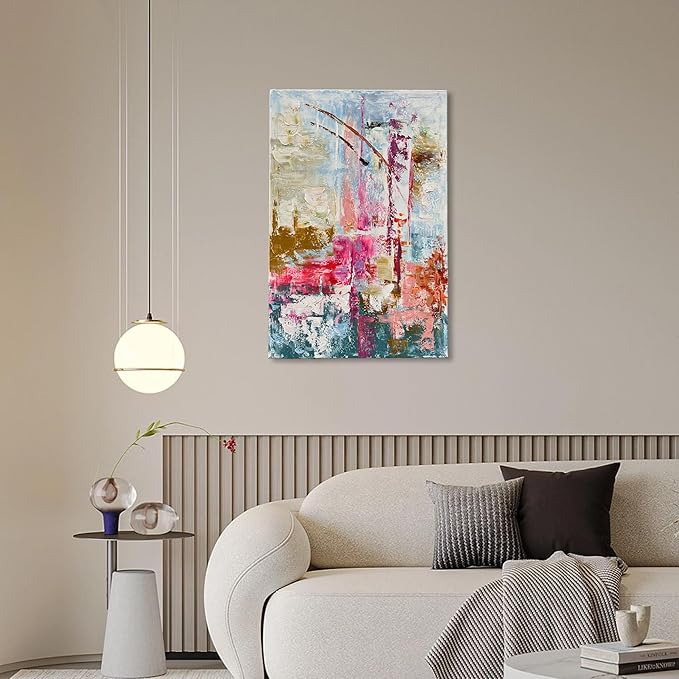 Art Hand-Painted Thick-Textured Colorful Abstract Oil Painting 36x24-inch Canvas Art Home Wall Decoration Painting