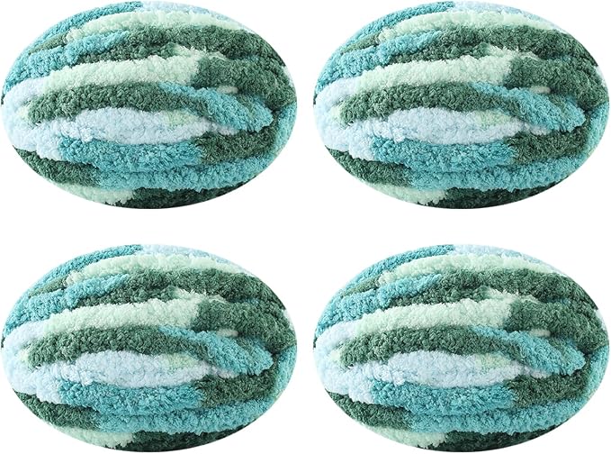 Chunky Yarn for Hand Knitting, No7 Thick Yarn, 250Grams 32Yards, Pack of 4, Perfect for Knitters and Crafters (sea ofclouds)