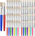 64 Pcs Paint Brushes, Colorful Round and Flat Paint Brushes, Round/Flat Large Painting Brush, Washable, Easy Clean and Hold, for Beginners, Enthusiasts, Acrylic Oil Watercolor Gouache