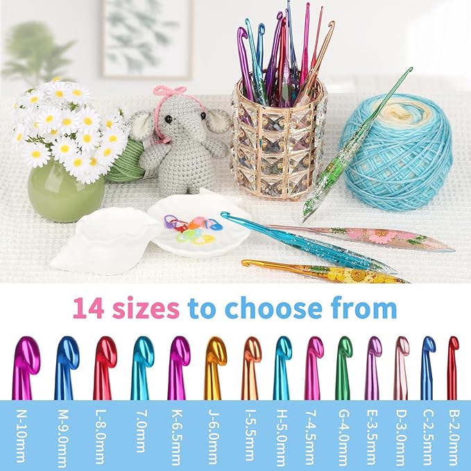 Coopay Crochet Hooks, 4.5mm Crochet Hook Ergonomic, See-Through Resin Handle with Flowers Inside, Pretty & Pleasant, Ideal for Crocheting Blankets, Dolls, Shawls, Hats, Scarves (7-4.5mm)