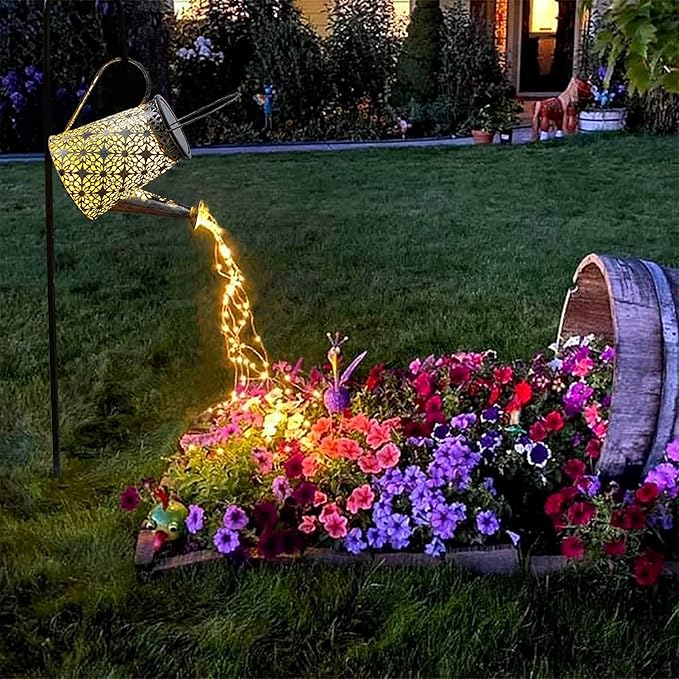 VOOKRY Solar Watering Can Lights, Large Retro Metal Hanging Solar Lights Outdoor Waterproof, Gifts for Women Mom Grandma Birthday Christmas, Outside Yard Garden Lawn Patio Decoration, Warm White