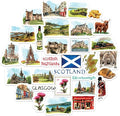 Navy Peony Spectacular Scotland Travel Stickers (31pcs) - Watercolor, Waterproof, Scottish Themed Vacation Decals for Journals, Scrapbooks, Tumblers