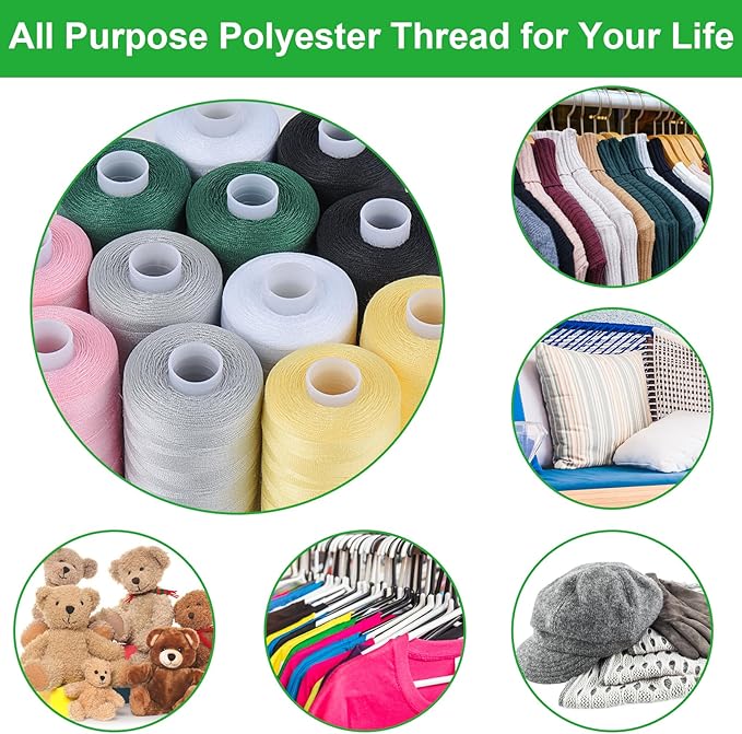 Simthread All Purpose Polyester Thread, 4 Spools 1000 Yards Each for Sewing Machine, Hand Stitching, Quilting, Serger - Beginner Supplies (Gray)